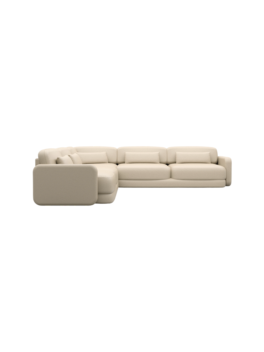 
5-Sitzer Design Echtleder Ecksofa „Eloria“ - Echtleder Beige
