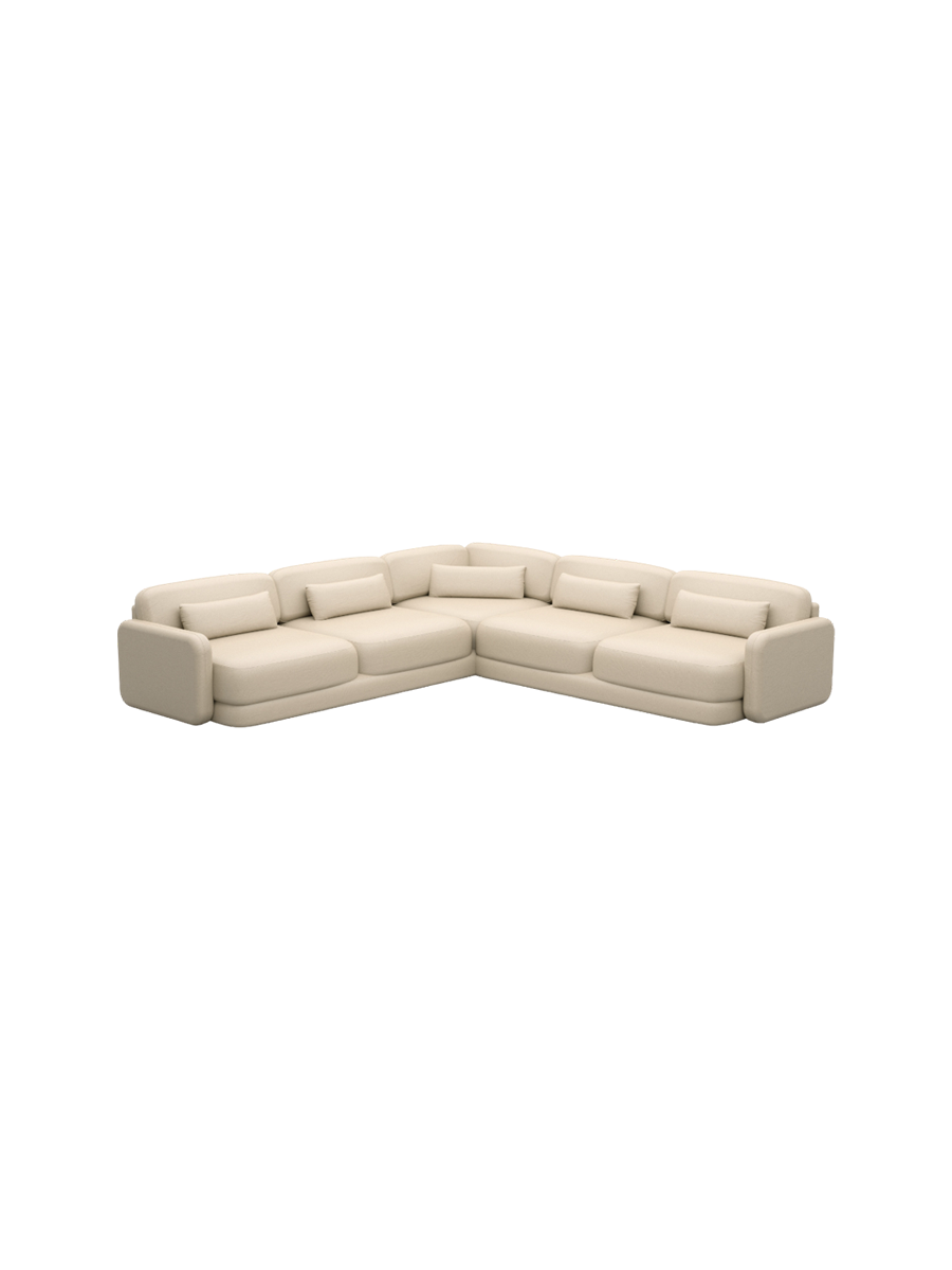 
5-Sitzer Design Echtleder Ecksofa „Eloria“ - Echtleder Beige