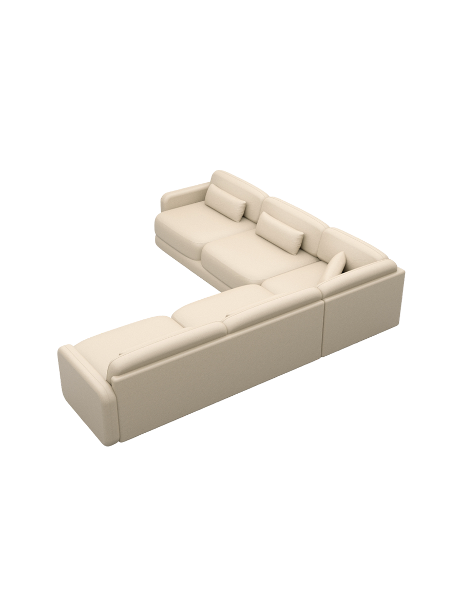
5-Sitzer Design Echtleder Ecksofa „Eloria“ - Echtleder Beige