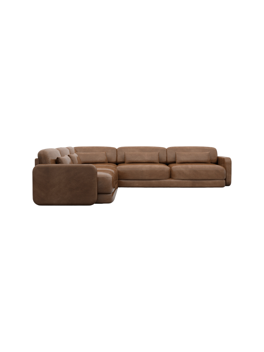 
5-Sitzer Design Echtleder Ecksofa „Eloria“ - Echtleder Beige
