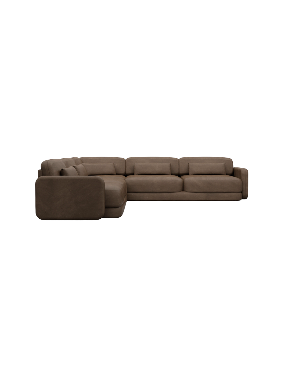 
5-Sitzer Design Echtleder Ecksofa „Eloria“ - Echtleder Beige