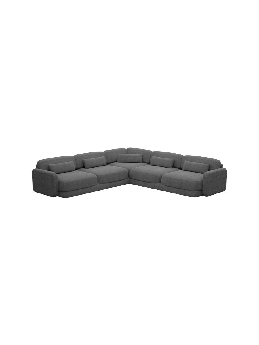 
5-Sitzer Design Ecksofa „Eloria“ mit Strukturstoff-Bezug - Strukturstoff Anthrazit