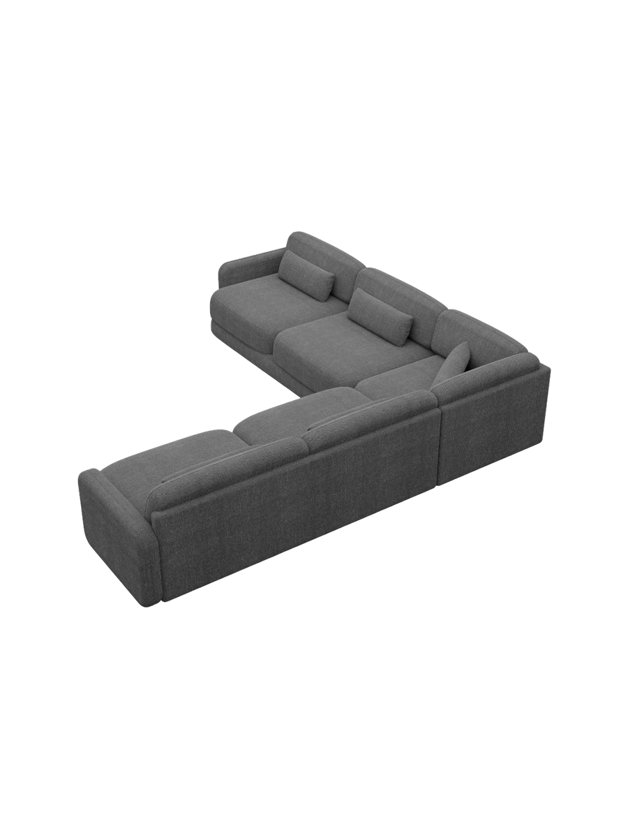 
5-Sitzer Design Ecksofa „Eloria“ mit Strukturstoff-Bezug - Strukturstoff Anthrazit
