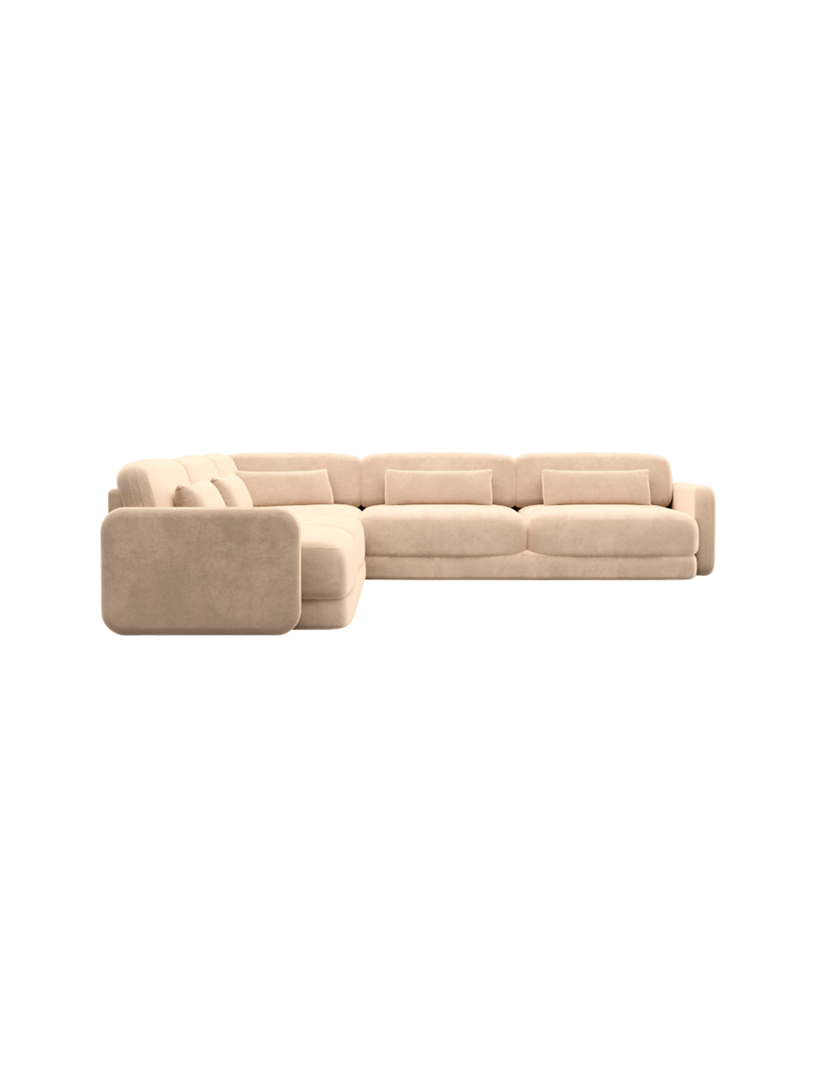 
5-Sitzer Design Ecksofa „Eloria“ mit Samtbezug - Samtbezug Königsblau