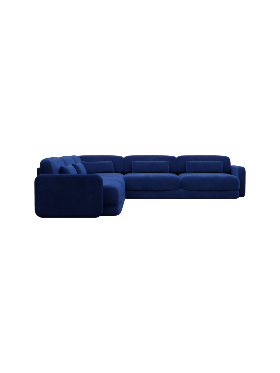 
5-Sitzer Design Ecksofa „Eloria“ mit Samtbezug - Samtbezug Königsblau