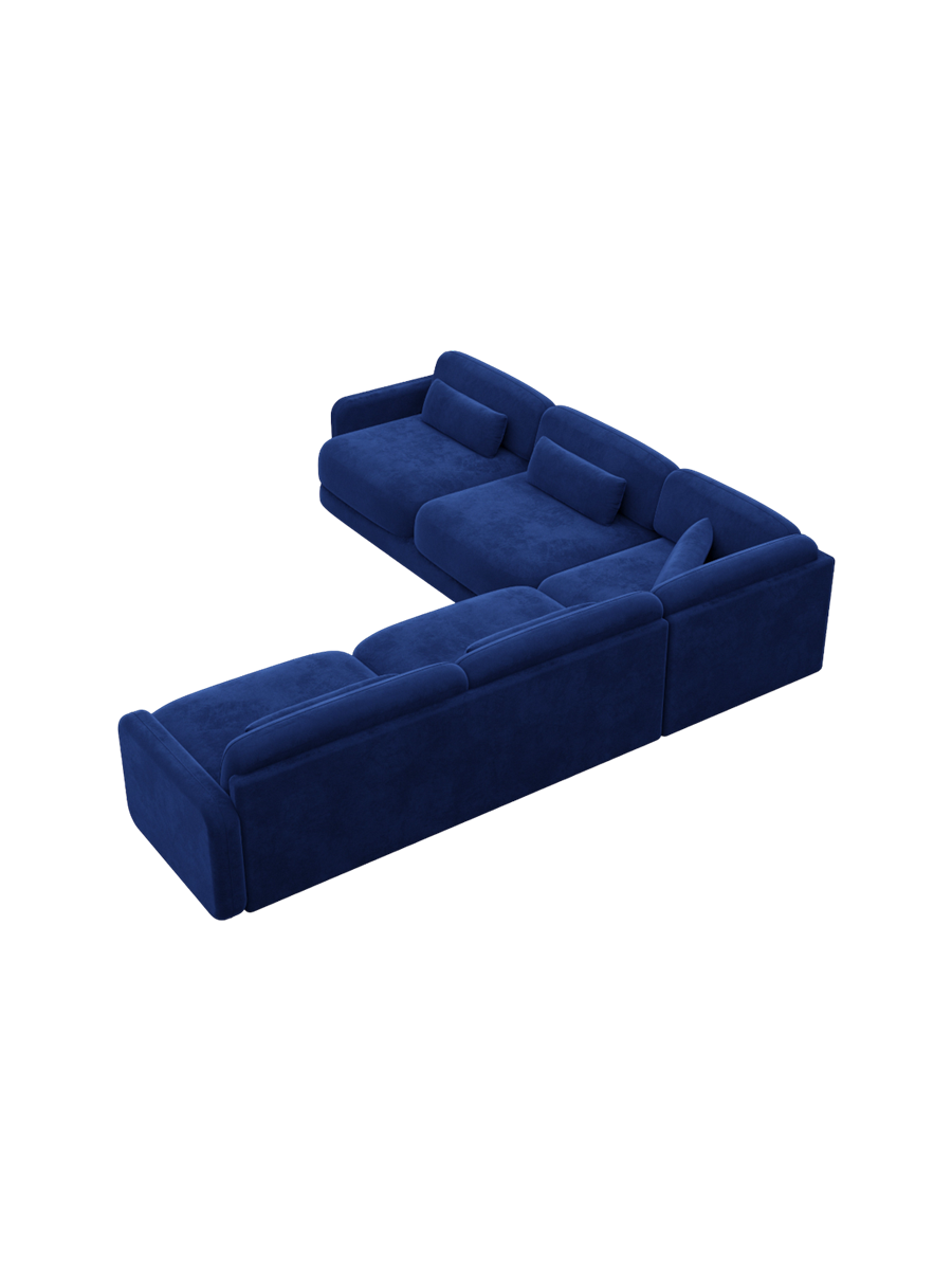 
5-Sitzer Design Ecksofa „Eloria“ mit Samtbezug - Samtbezug Königsblau