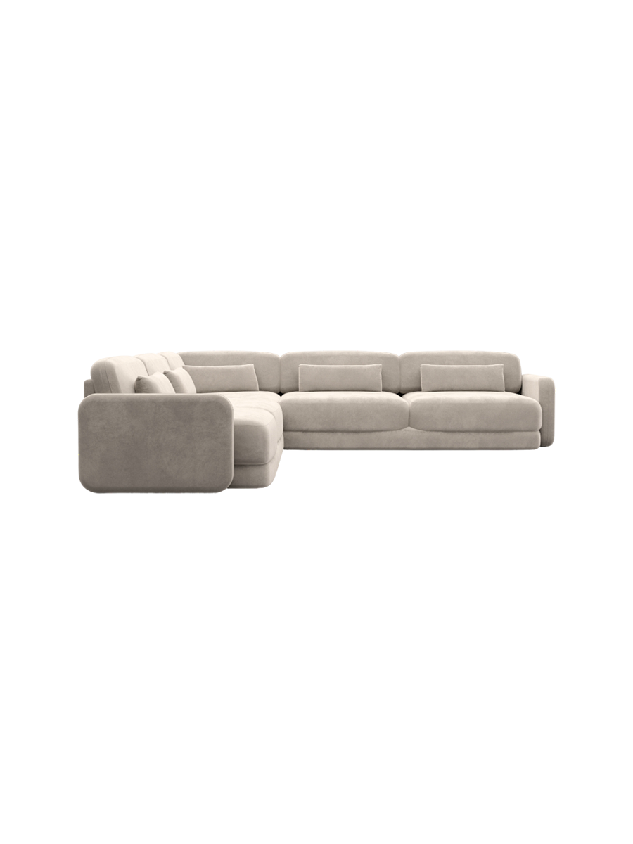 
5-Sitzer Design Ecksofa „Eloria“ mit Samtbezug - Samtbezug Königsblau
