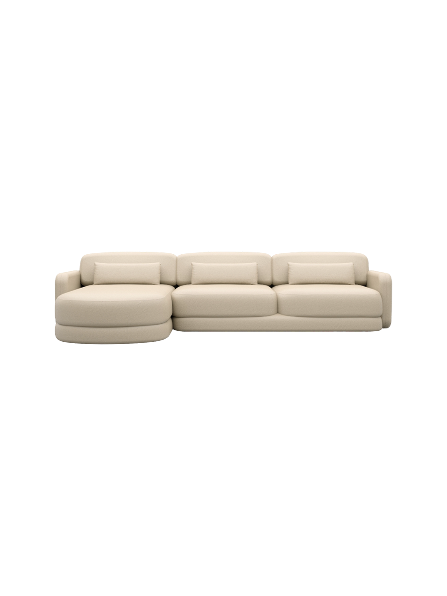 
4-Sitzer Design Echtleder Ecksofa „Eloria“ - Echtleder Beige / Eckteil links