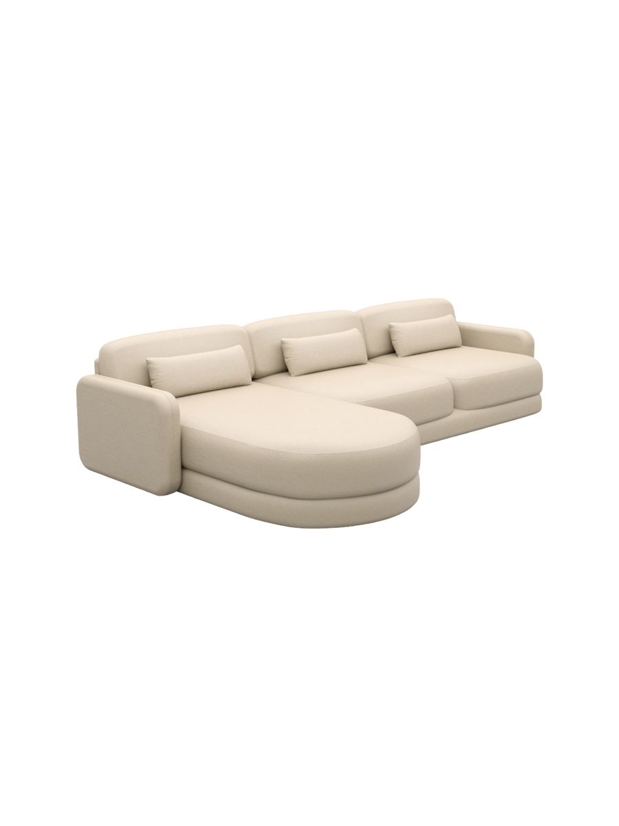 
4-Sitzer Design Echtleder Ecksofa „Eloria“ - Echtleder Beige / Eckteil links