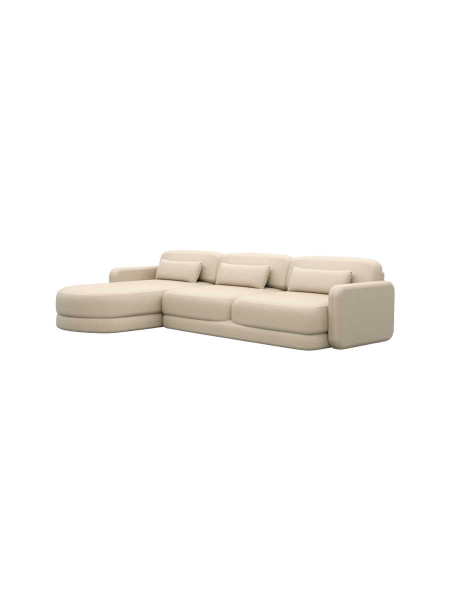 
4-Sitzer Design Echtleder Ecksofa „Eloria“ - Echtleder Beige / Eckteil links