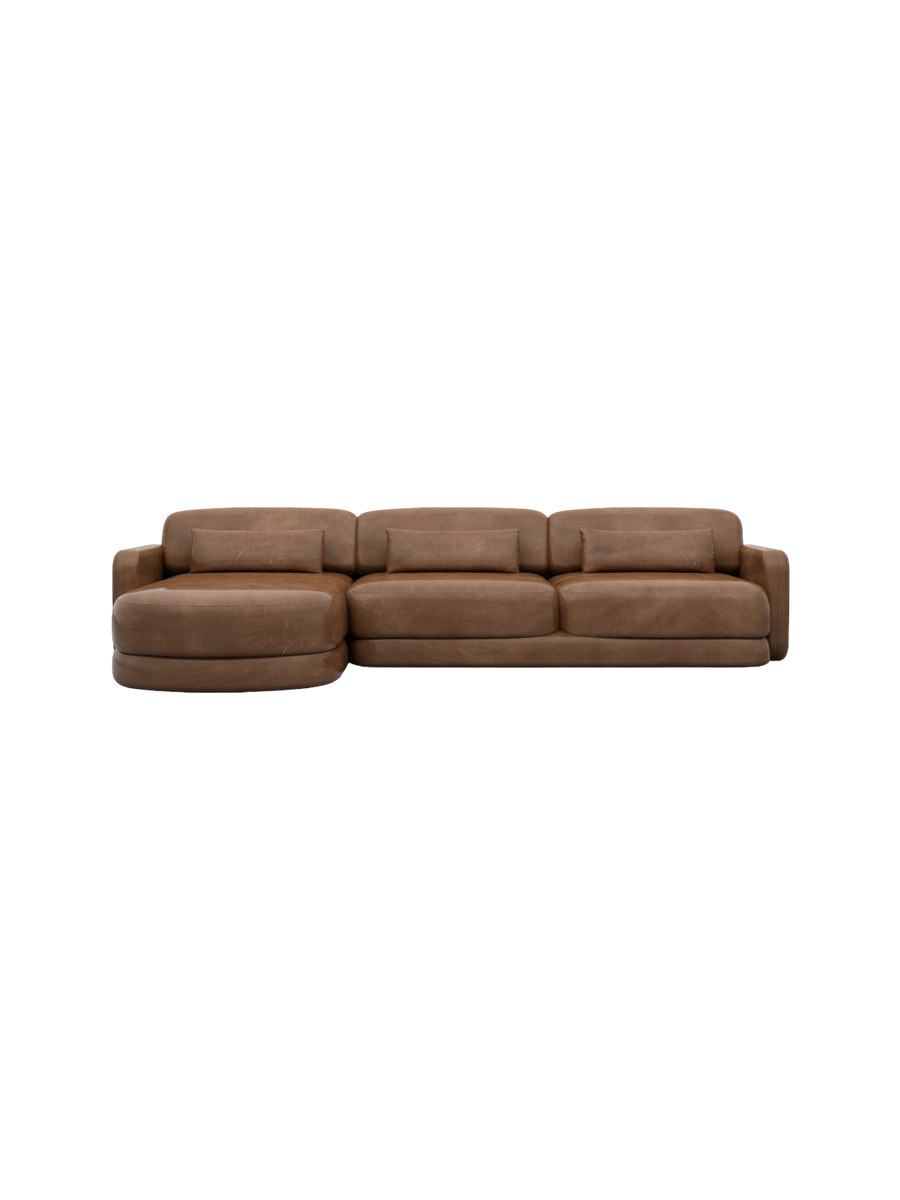 
4-Sitzer Design Echtleder Ecksofa „Eloria“ - Echtleder Beige / Eckteil links