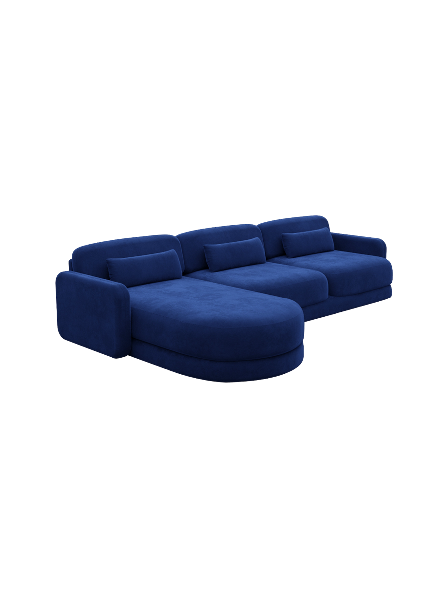 
4-Sitzer Design Ecksofa „Eloria“ mit Samtbezug - Samtbezug Königsblau / Eckteil links