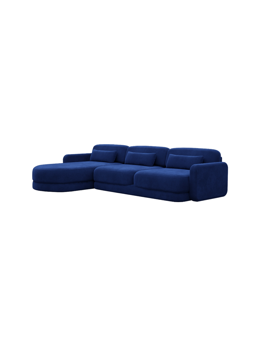 
4-Sitzer Design Ecksofa „Eloria“ mit Samtbezug - Samtbezug Königsblau / Eckteil links