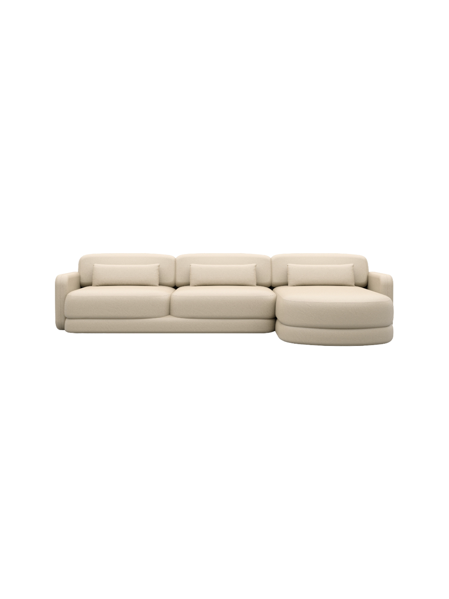 
4-Sitzer Design Echtleder Ecksofa „Eloria“ - Echtleder Beige / Eckteil links