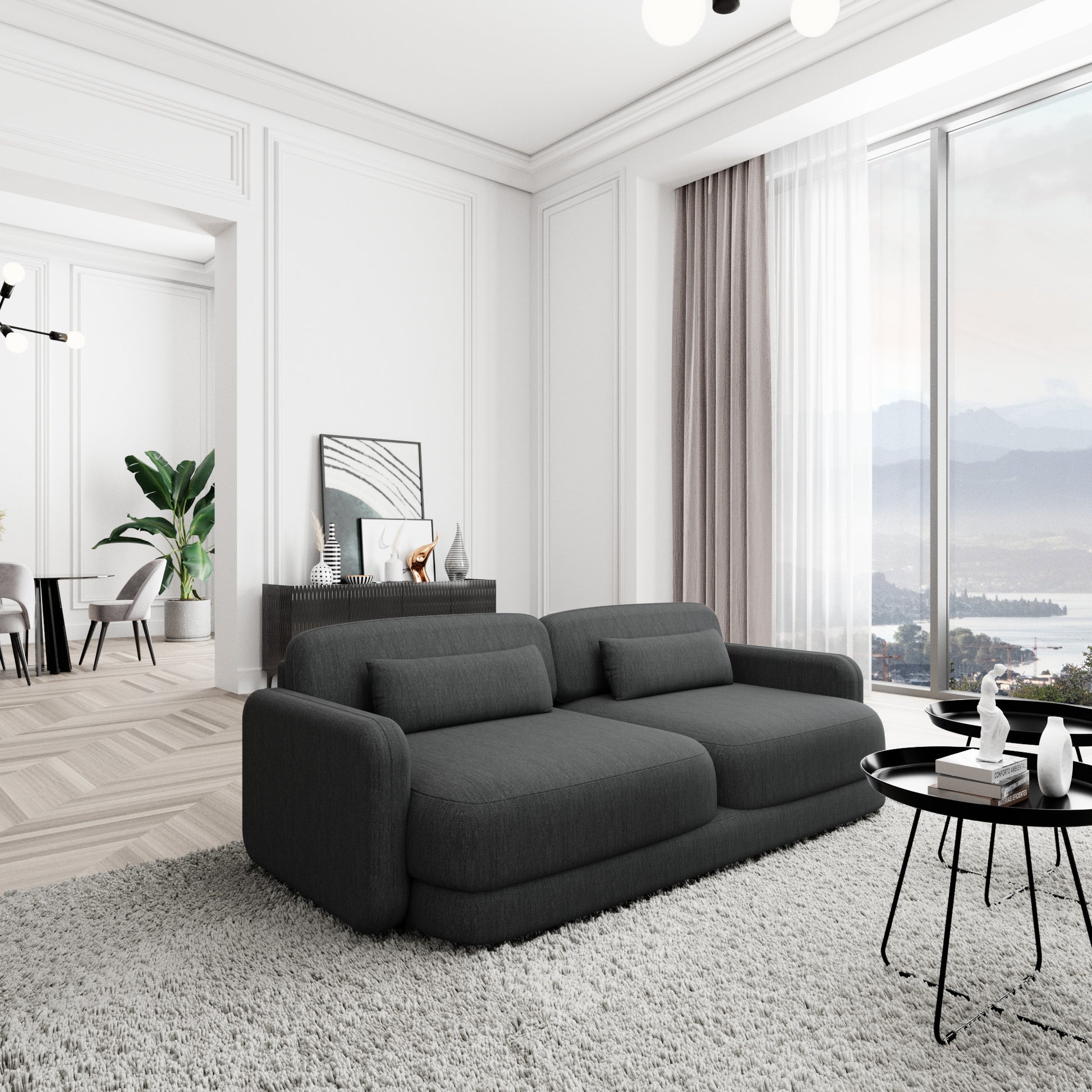 
2-Sitzer Design Sofa „Eloria“ mit Strukturstoff-Bezug - Strukturstoff Anthrazit