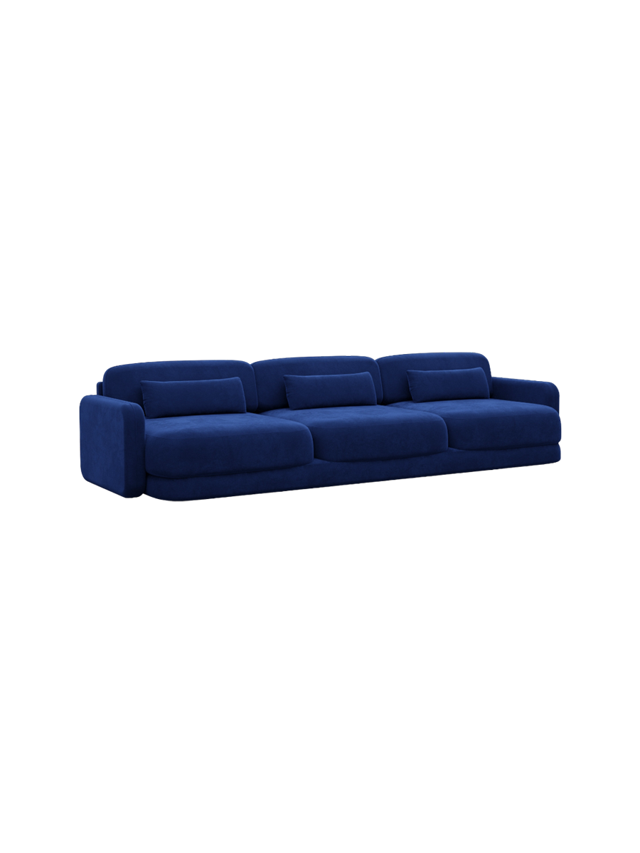 
3-Sitzer Design Sofa „Eloria“ mit Samtbezug - Samtbezug Königsblau
