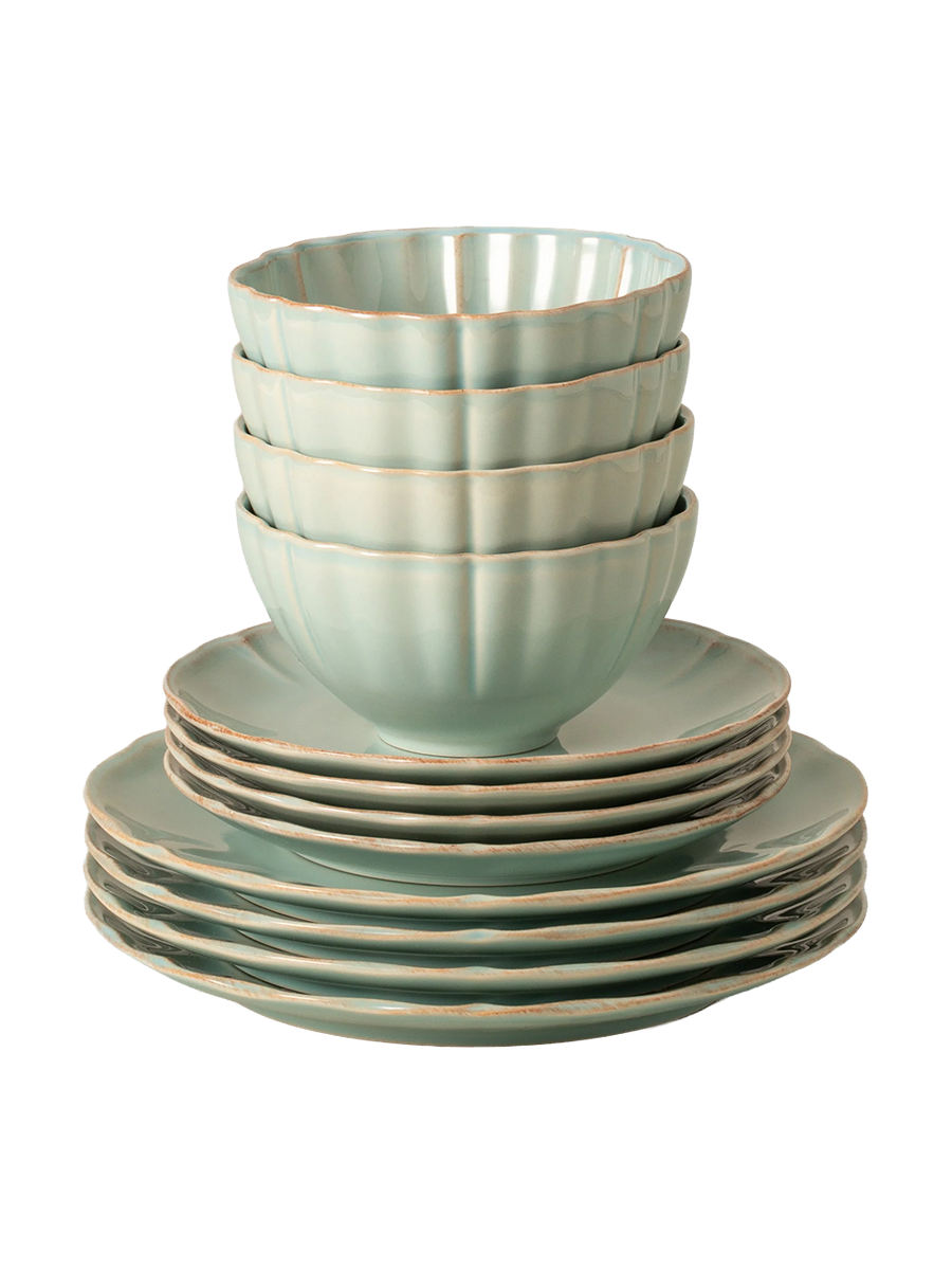 
Handmade Dinnerware Set "Alentejo Turquoise", 4 people, 12-piece