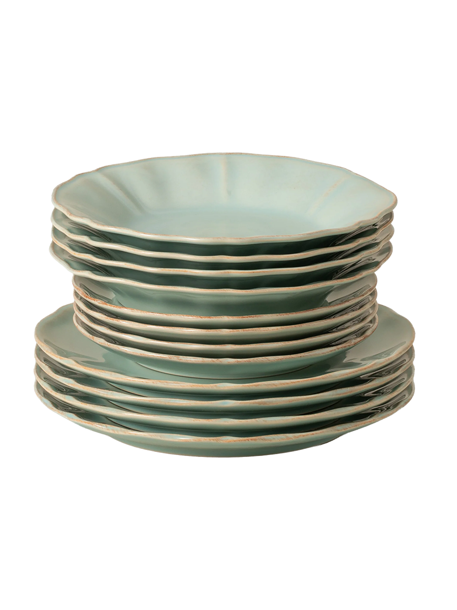 
Handmade Dinnerware Set "Alentejo II Turquoise", 4 people, 12 pieces
