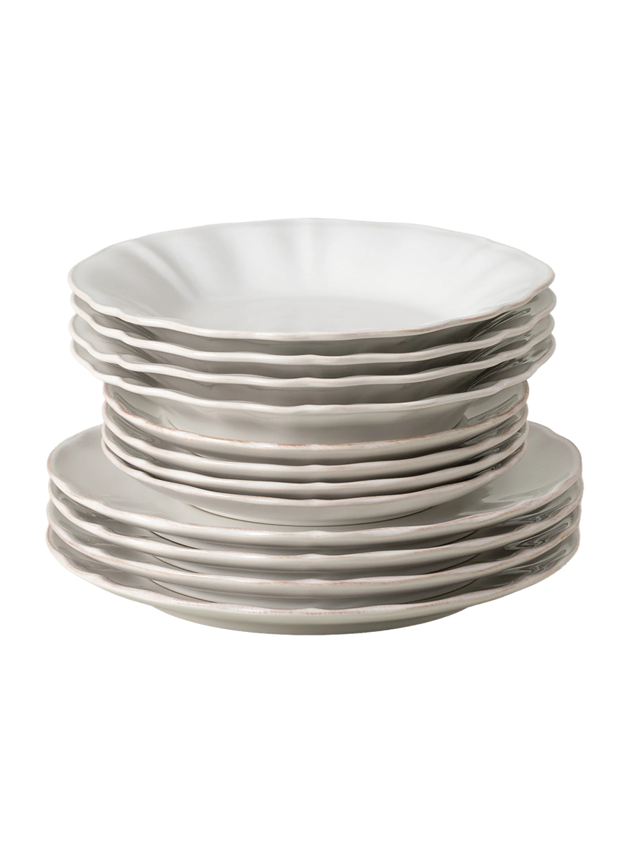 
Handmade Dinnerware Set "Alentejo II White," 4 Persons, 12-Piece
