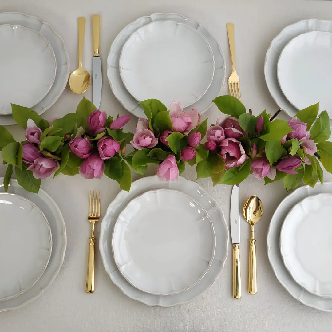 
Handmade Dinnerware Set "Alentejo II White," 4 Persons, 12-Piece