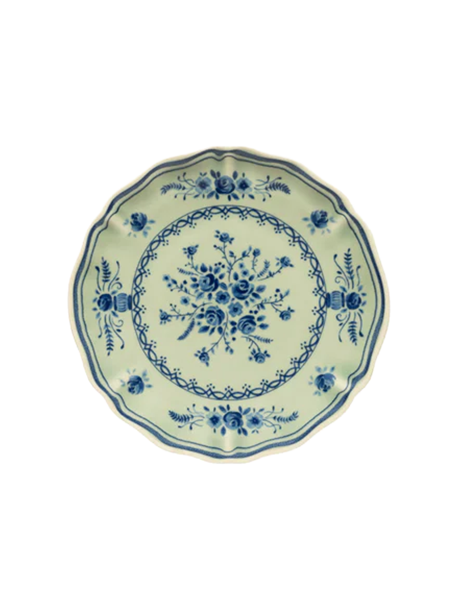 
Handcrafted Bread & Appetizer Plate "Vila" - Olive Green & Blue