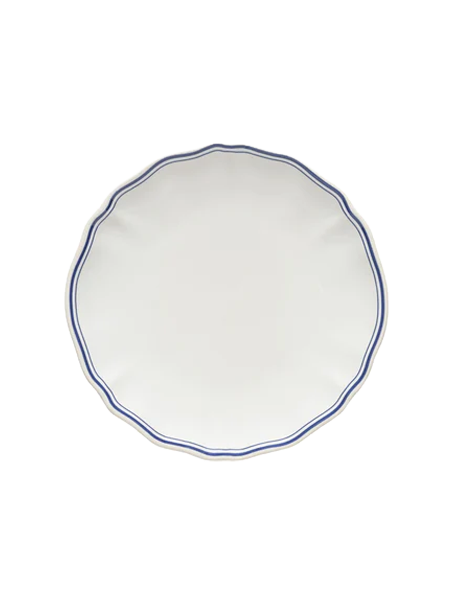 
Handcrafted Bread & Appetizer Plate "Vila" - White with a blue rim