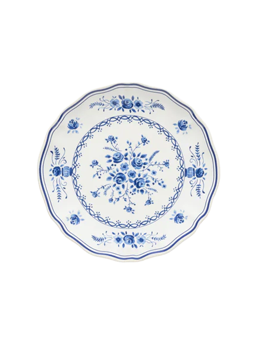 
Handcrafted Bread & Appetizer Plate "Vila" - White & Blue