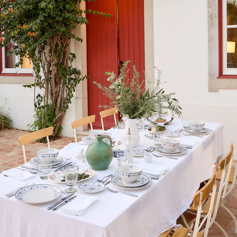 
Handcrafted Bread & Appetizer Plate "Vila" - White & Blue