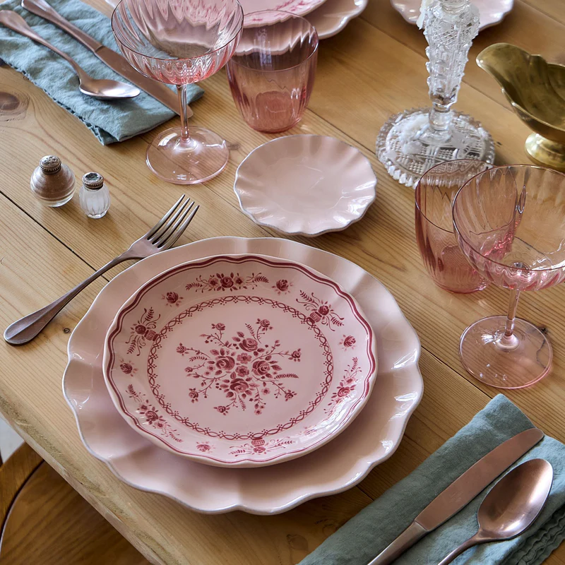 
Handmade Soup & Cereal Bowl "Vila" - Pink & Red