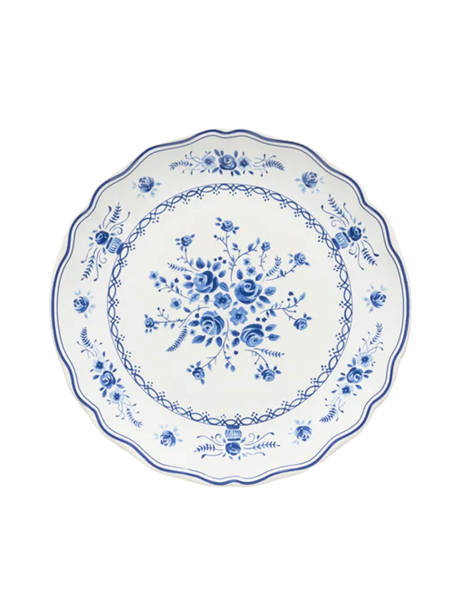 
Handmade Salad & Dessert Plate "Vila" - White & Blue