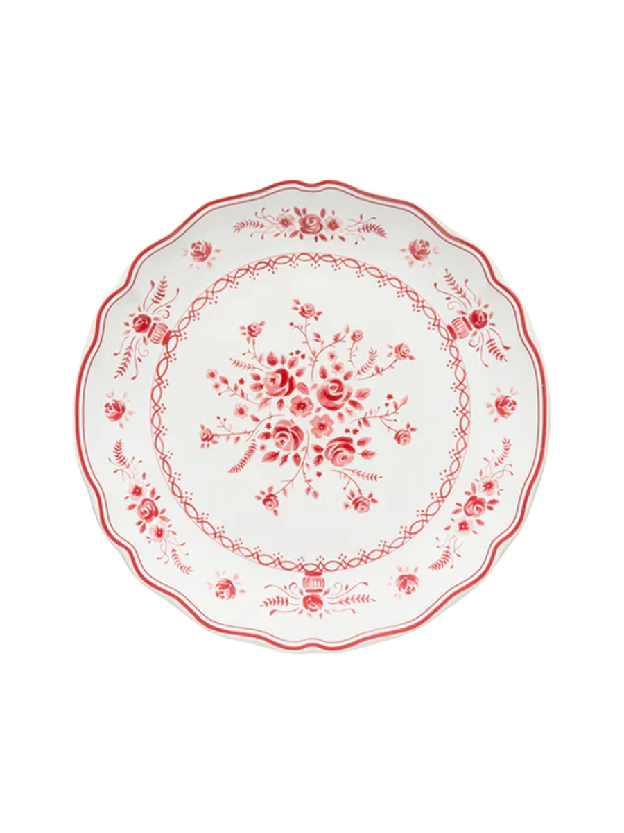 
Handmade Salad & Dessert Plate "Vila" - White & Red