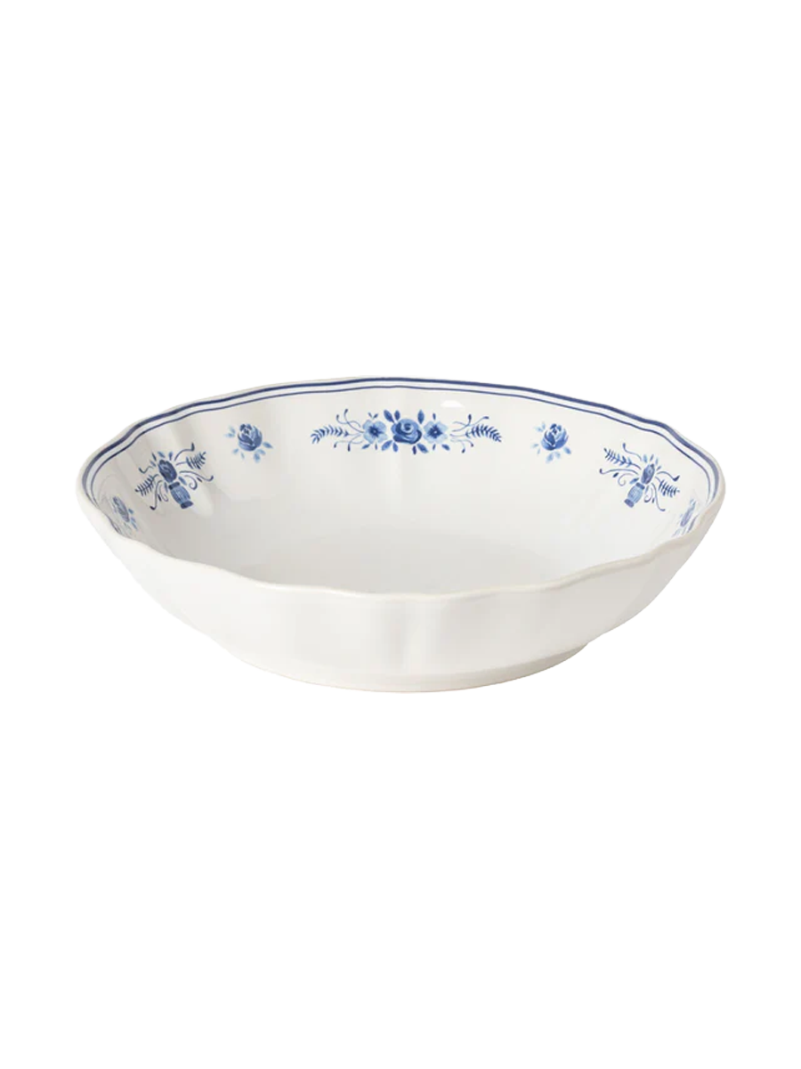 
Handmade Soup & Pasta Plate "Vila" - White & Blue