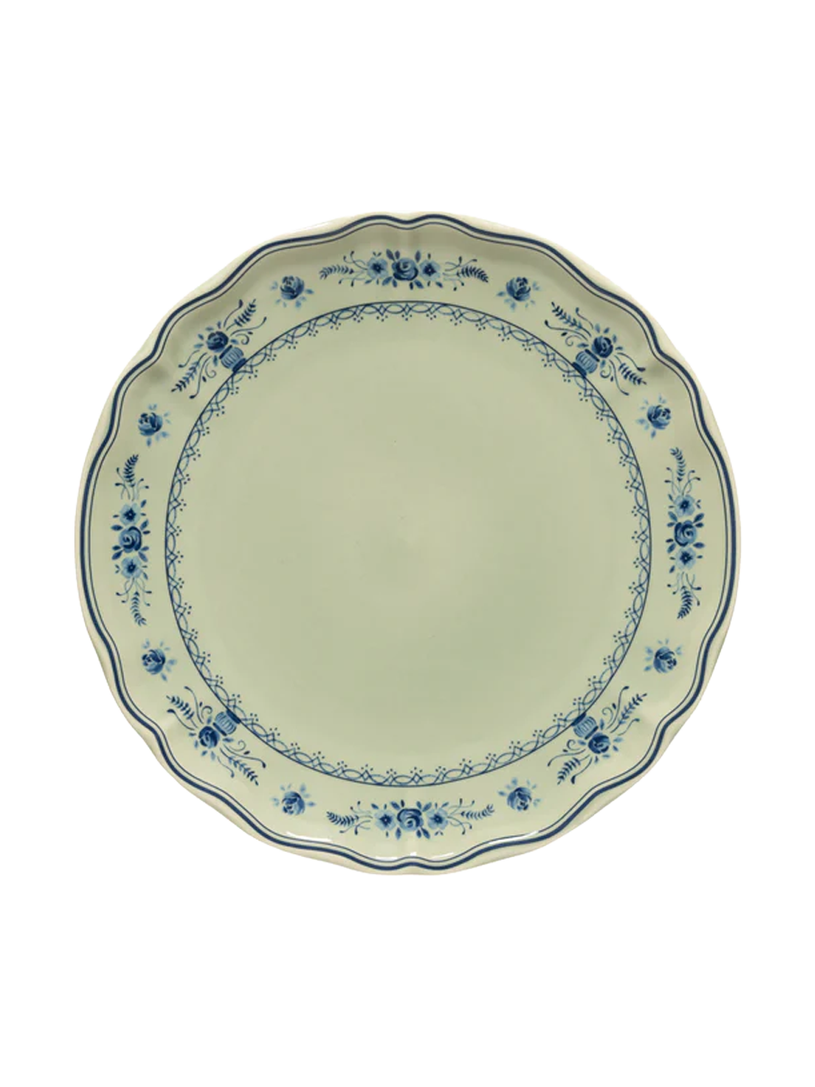 
Handmade Dinner Plate "Vila" - Olive Green & Blue