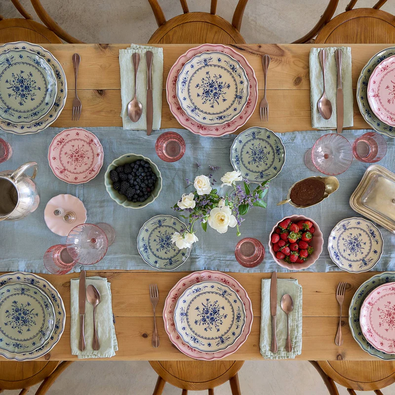 
Handmade Dinner Plate "Vila" - Olive Green & Blue