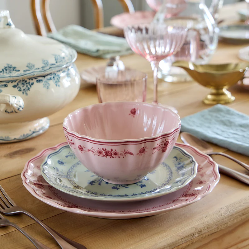 
Handmade Dinner Plate "Vila" - Pink & Red