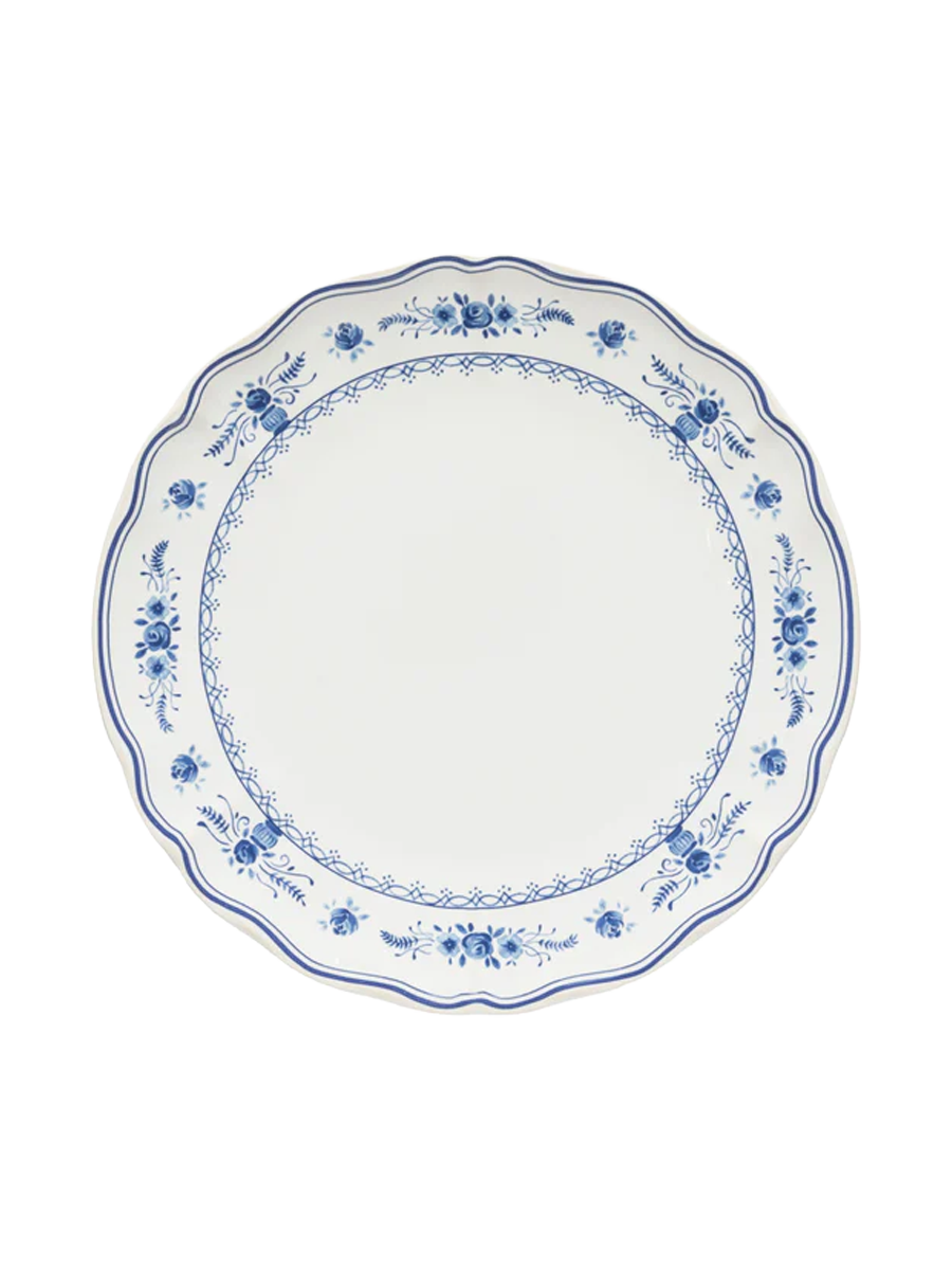 
Handmade Dinner Plate "Vila" - White & Blue
