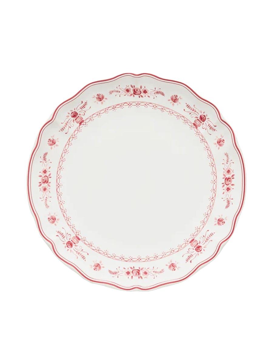 
Handmade Dinner Plate "Vila" - White & Red