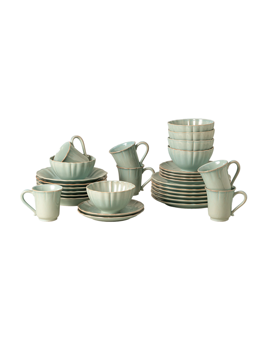 
Handmade Dinnerware Set "Alentejo Turquoise", 6 People, 30-Piece