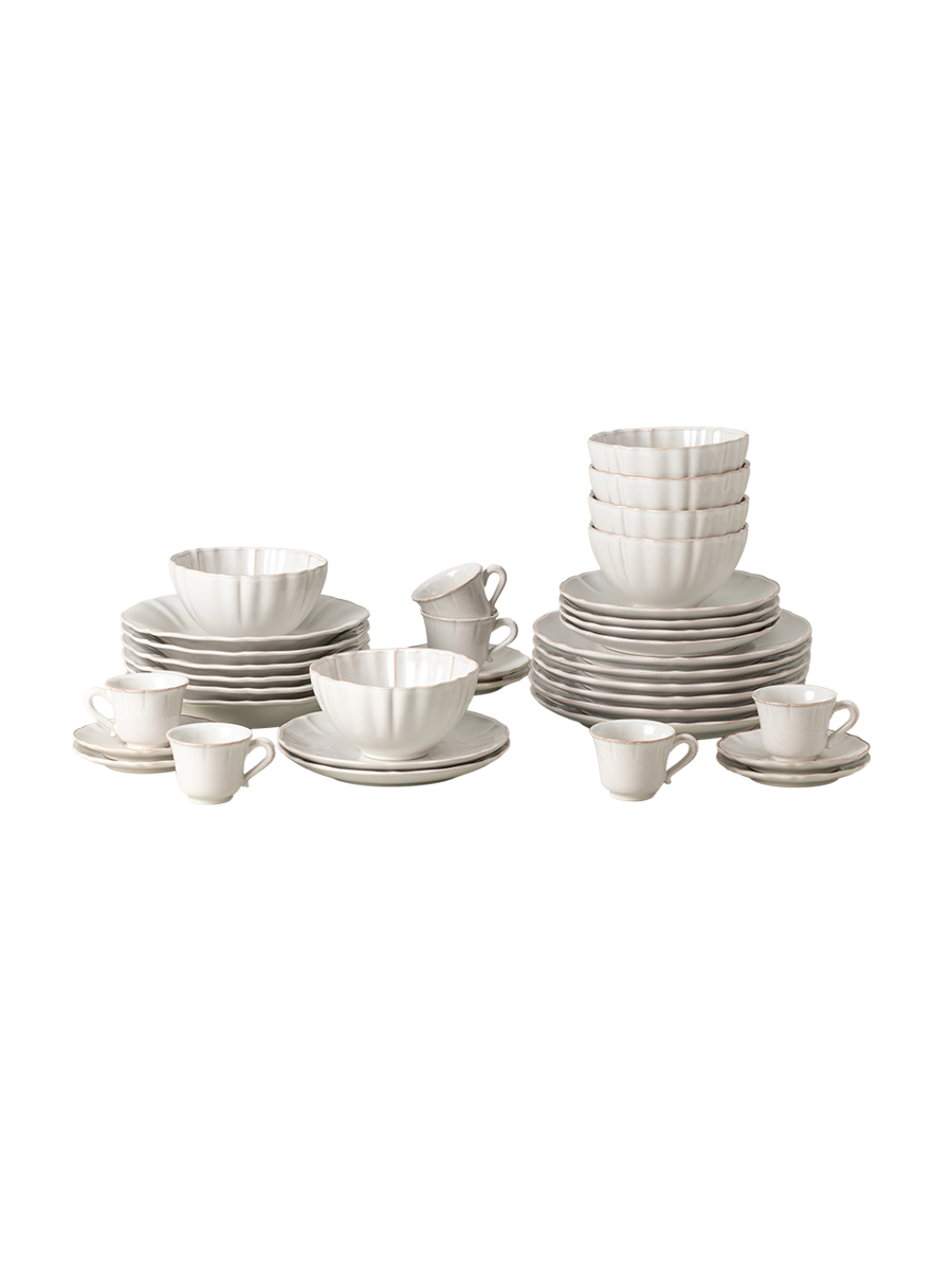 
Handmade Dinnerware Set "Alentejo White", 6 people, 36 pieces