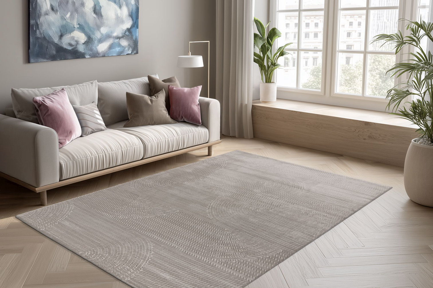 
High-quality designer rug "Tropez 502", Silver - 80 x 150 cm