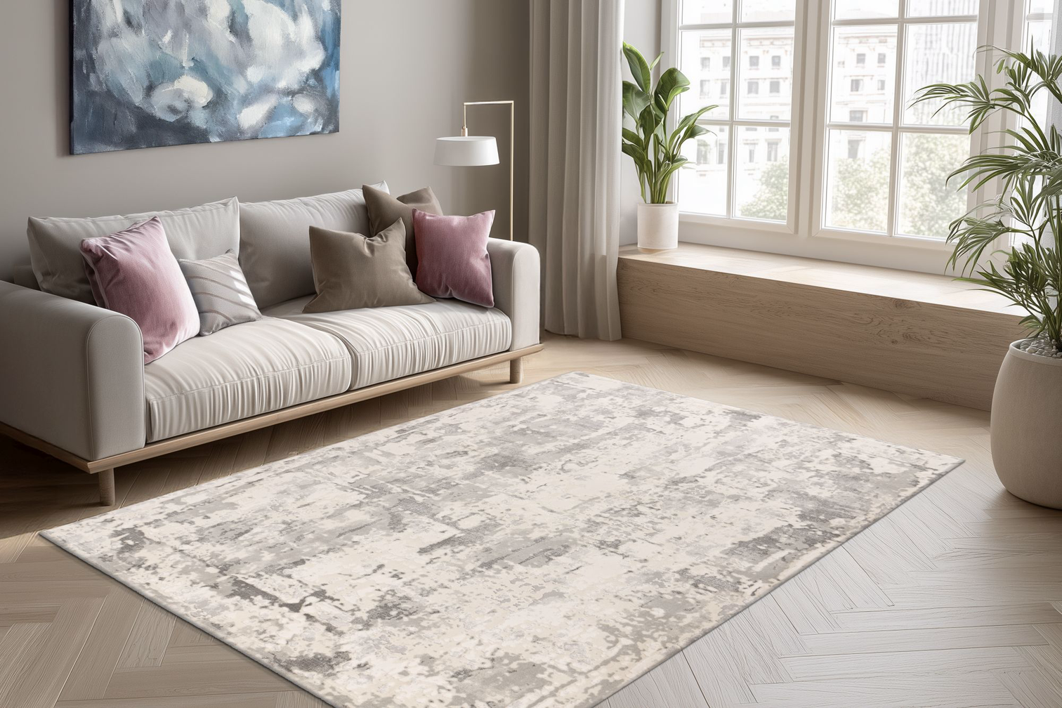 
Hochwertiger Designer Teppich „Tropez 503“, Silver - 80 x 150 cm