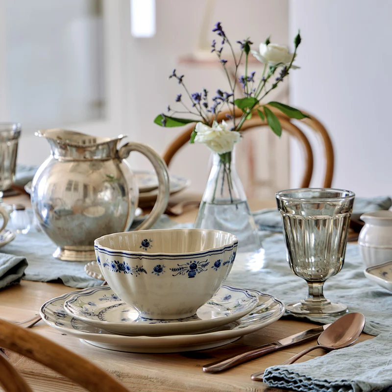 
Handmade Soup & Cereal Bowl "Vila" - Beige & Blue