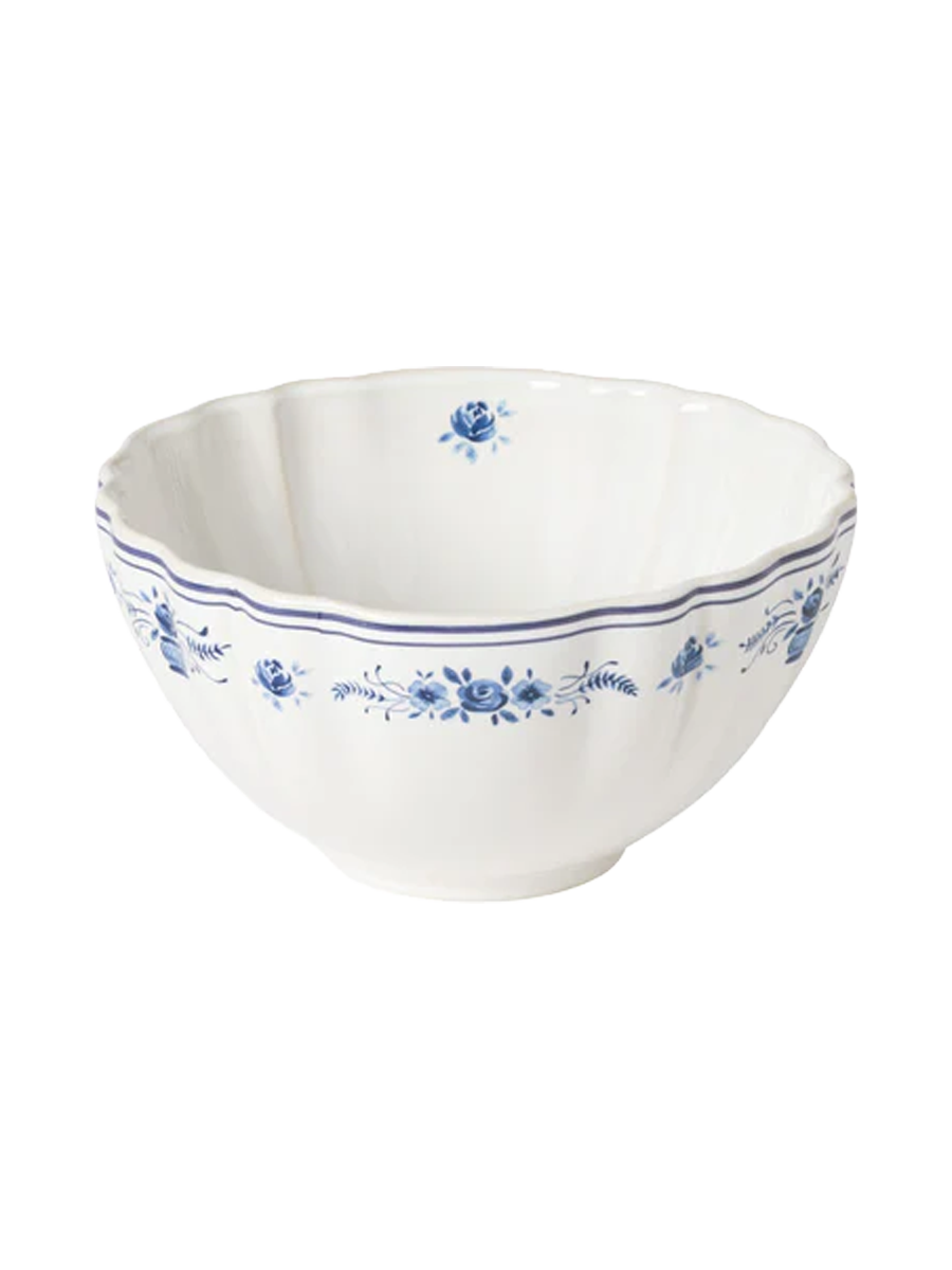 
Handmade Soup & Cereal Bowl "Vila" - White & Blue