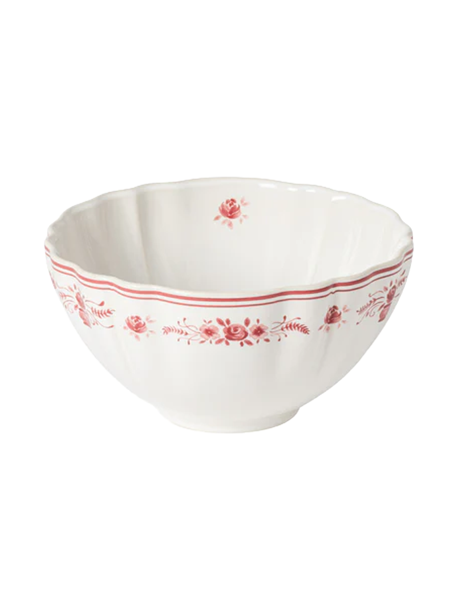 
Handmade Soup & Cereal Bowl "Vila" - White & Red