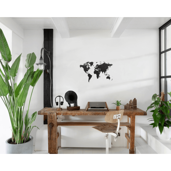 
Design Wall Object "DIY Wooden World Puzzle" - 100 x 60 cm / Black