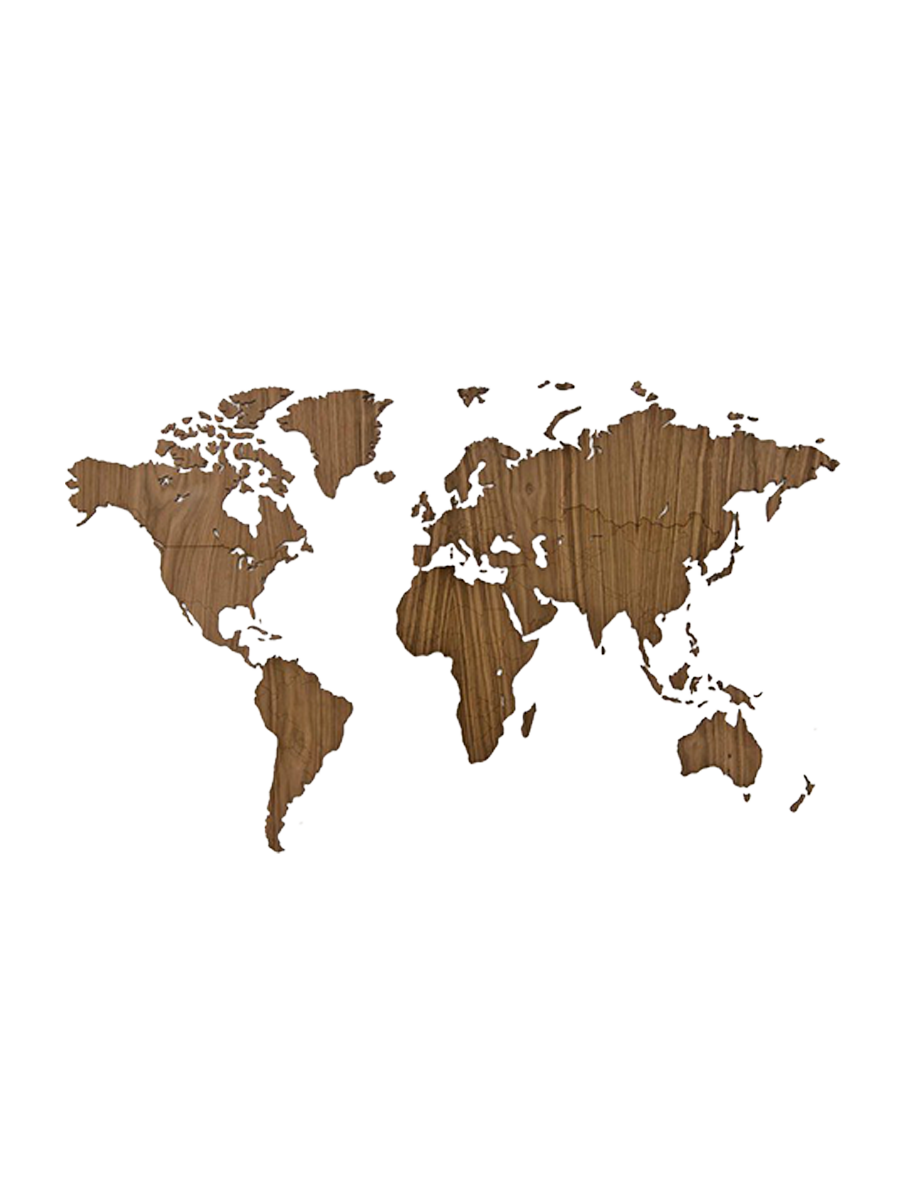 
"DIY Wooden World Map" Wall Decor Object made of Walnut Wood