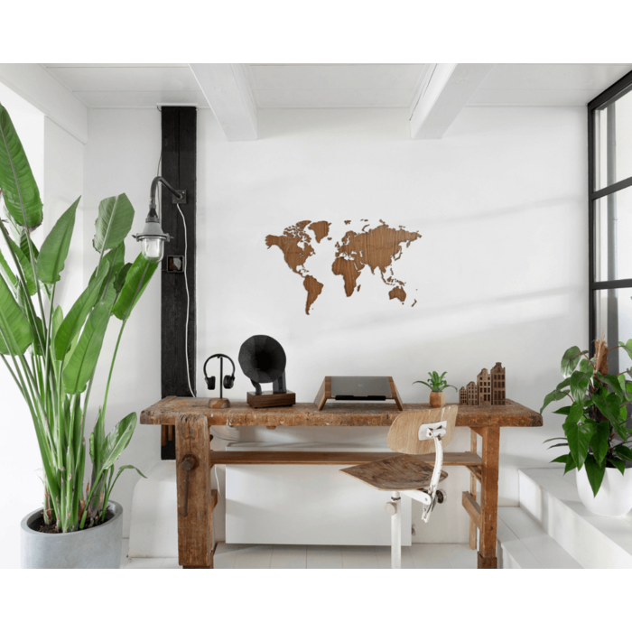 
"DIY Wooden World Map" Wall Decor Object made of Walnut Wood