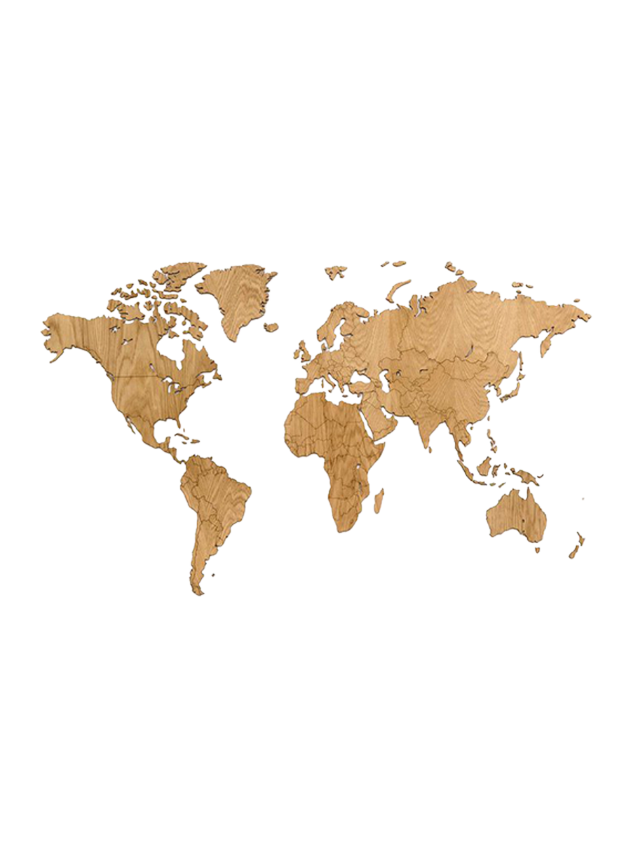 
Design wall art object "DIY Wooden World Map" made of oak wood