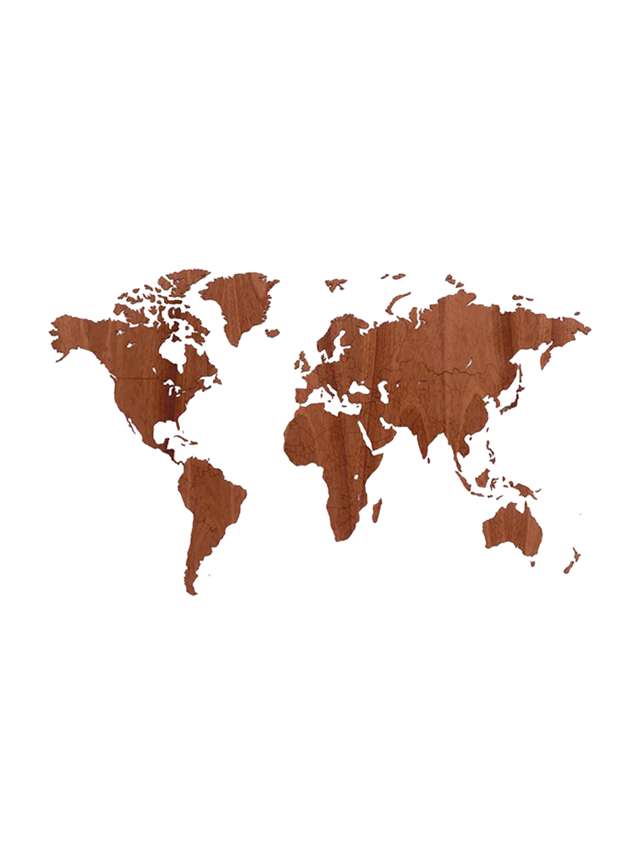 
"DIY Wooden World Map" wall art made of Sapele wood