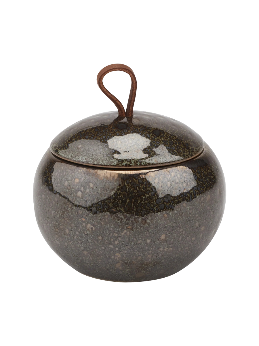 
Boîte de rangement design artisanale « Ugo » en céramique, bronze vintage